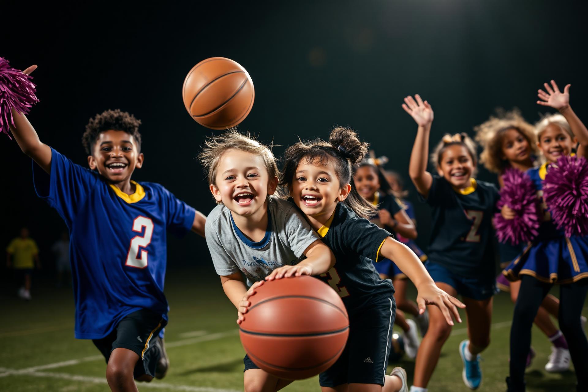 Youth athletes playing